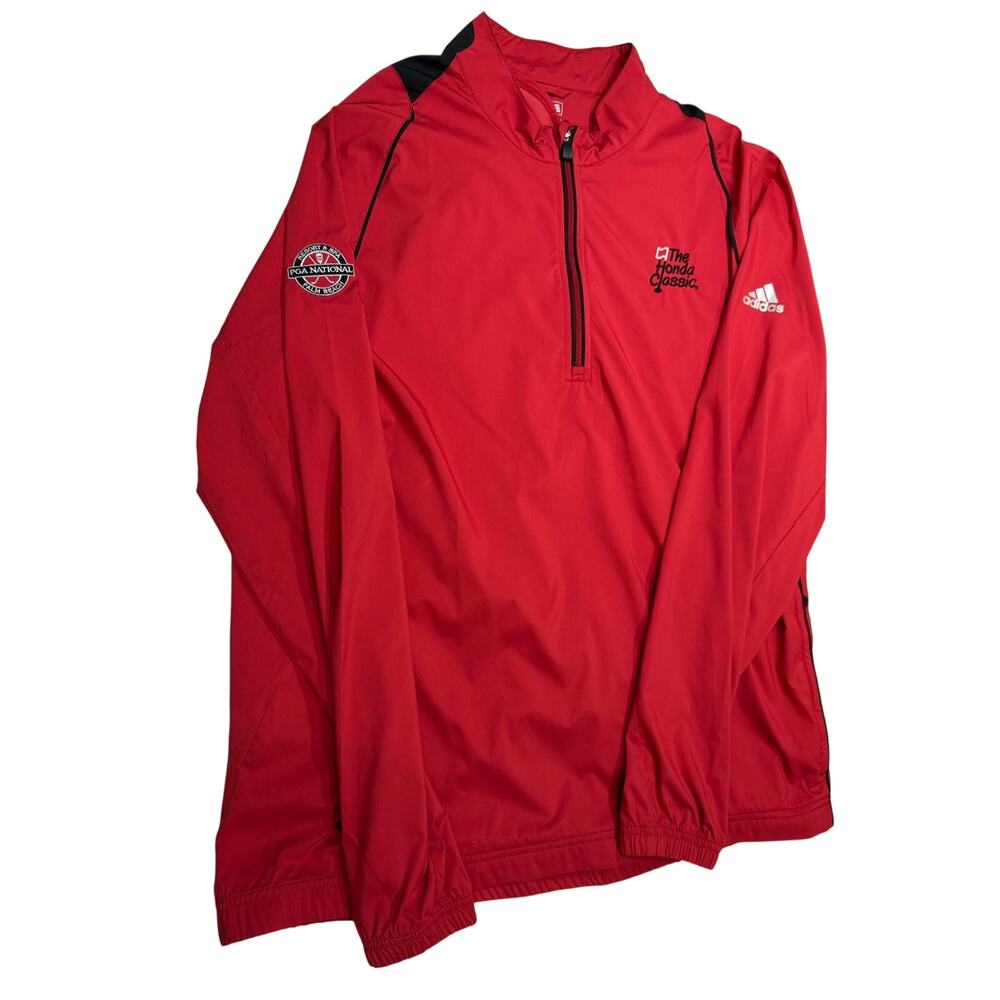 Adidas Red Pullover Windbreaker Large CLIMAPROOF PGA National Palm Beach FL